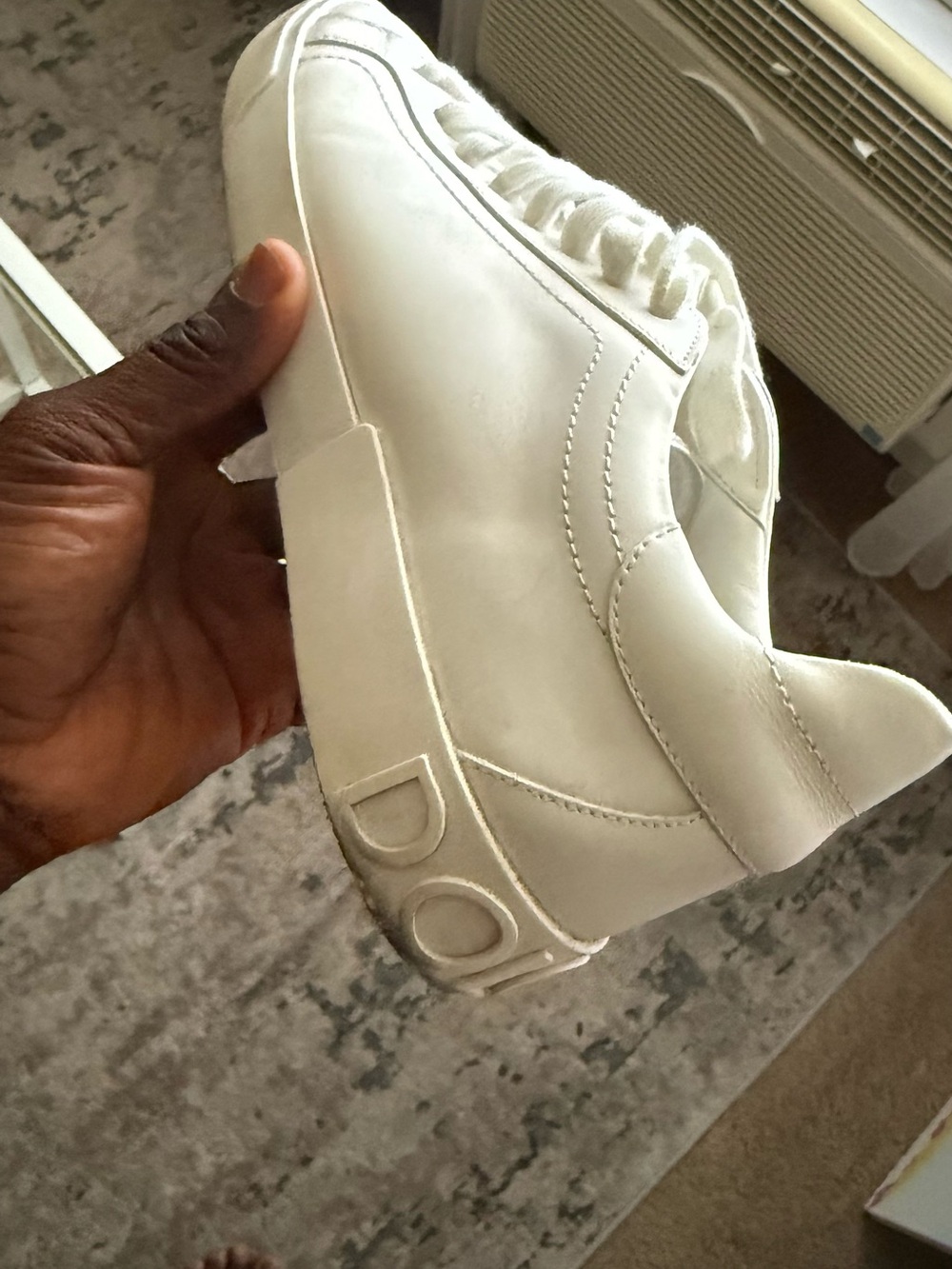 White Platform Leather Sneakers with Embossed Logo Sole